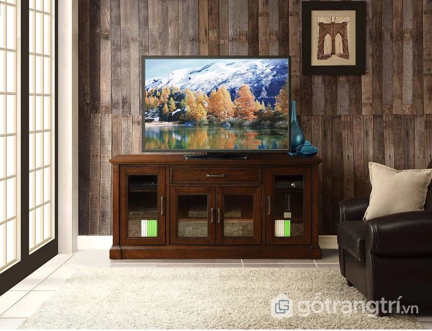 Mẫu tủ kệ tivi bằng gỗ tự nhiên